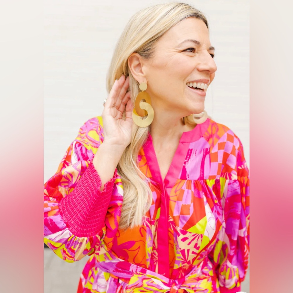 Vibrant Pink Patterned Dress - Picture 2 of 6